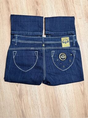 Dereon Y2K Capri Jeans Dark Wash Gold Hardware Womens 9/10 Beyonce